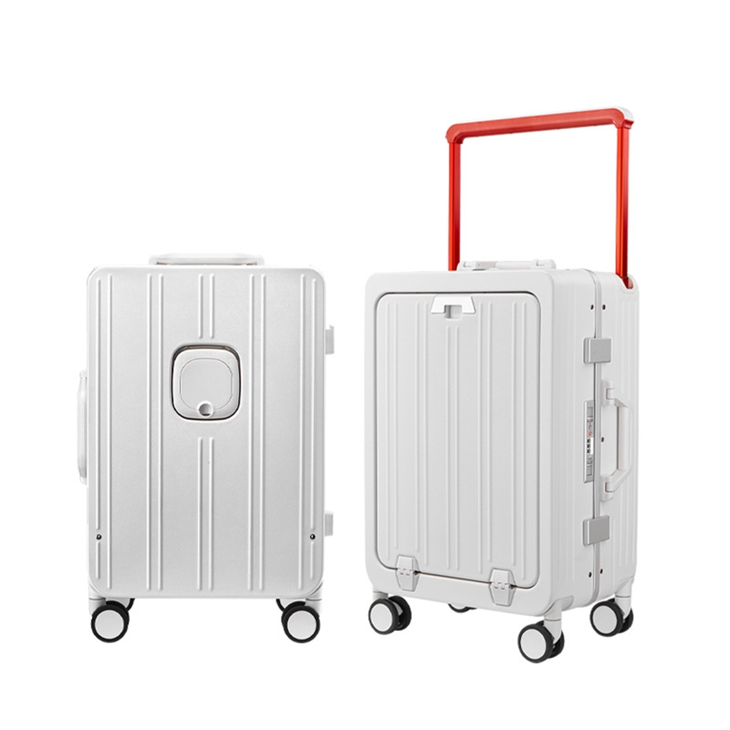 Wide handle,Front compartment,Cup Holder,Hard side,Aluminum frame Luggage,White/Black/Pink, 20/24inch.