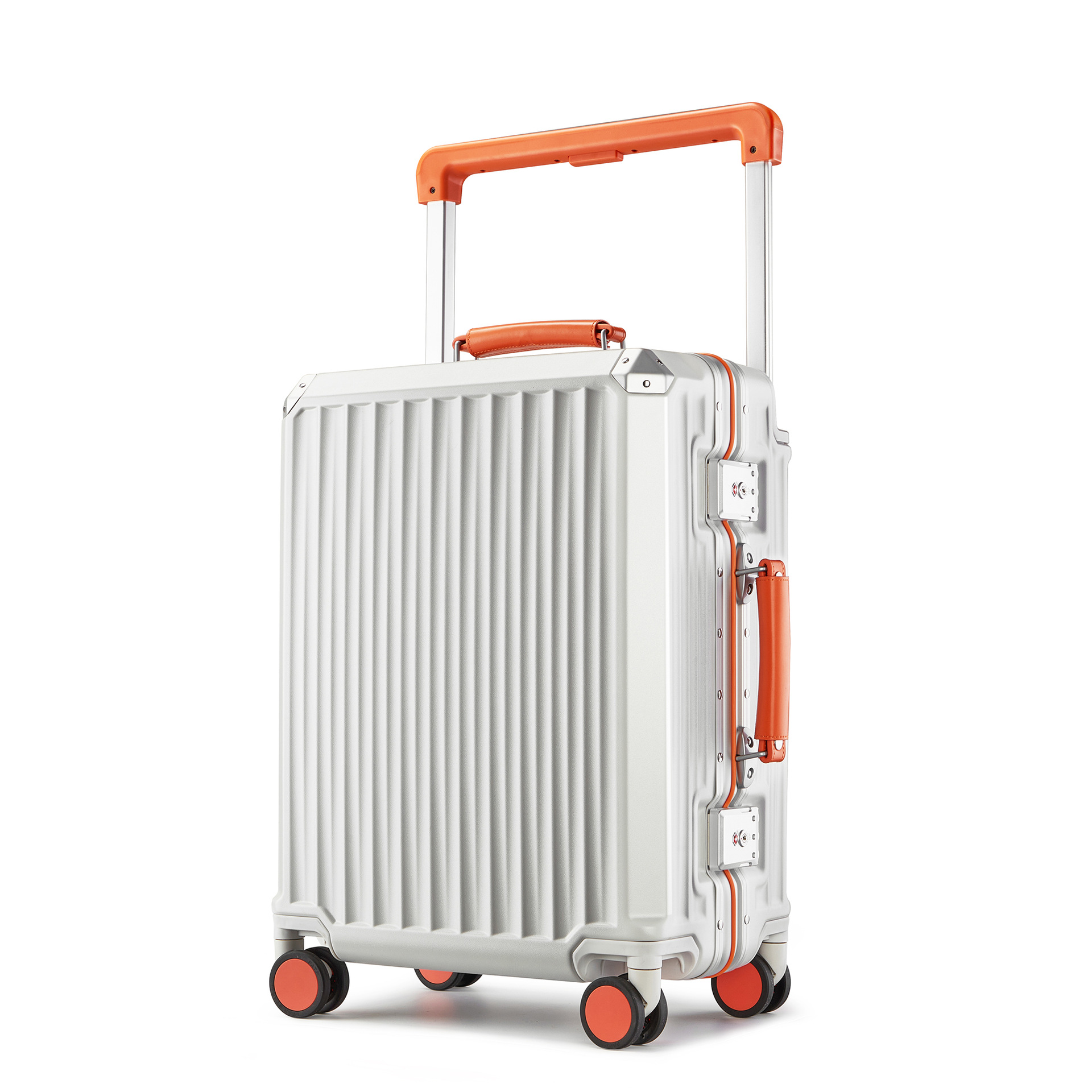 Wide handle,Hard side,Aluminum frame Luggage,White/Green/Gray, 20/24inch.